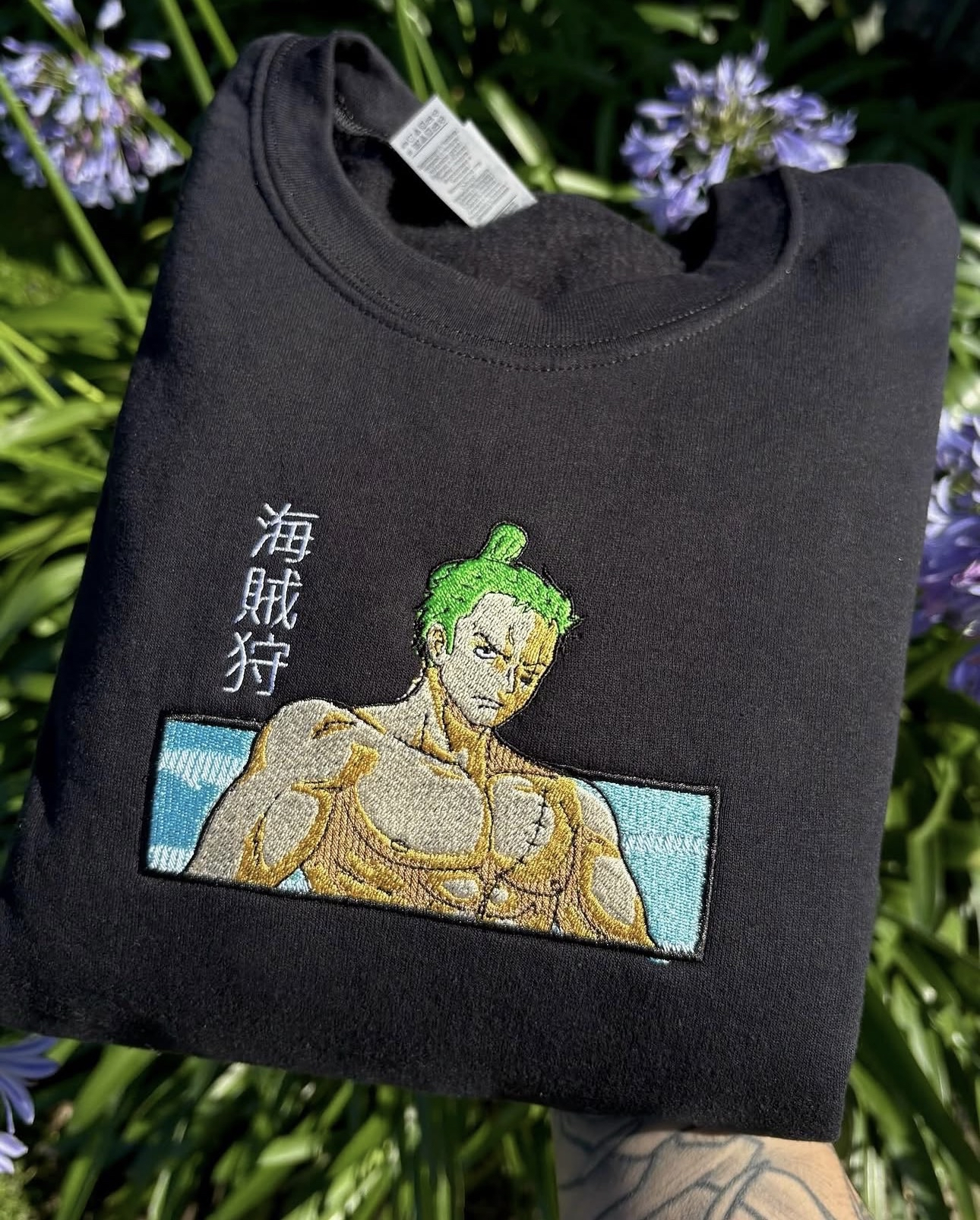 Green Hair Anime Inspired OP Embroidered Sweater
