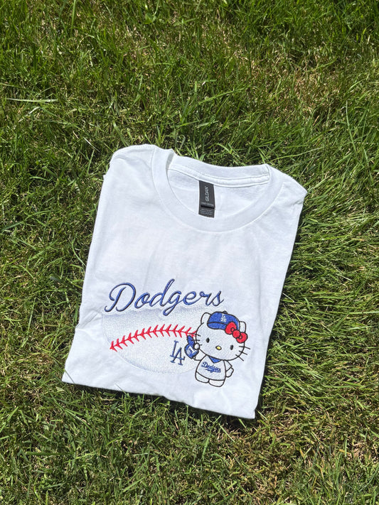 Baseball Cat Embroidered T-Shirt
